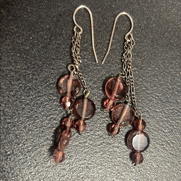 .925 Sterling Silver Fine Jewelry Jewelry - .925 Sterling GARNET EARRINGS real solid Silver Fine Jewelry Faceted vintage